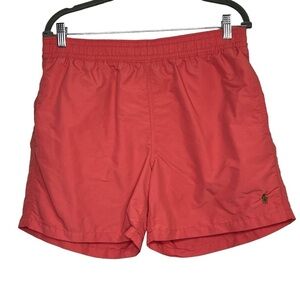Polo Ralph Lauren Swim Trunks Mens Size Medium Mesh Lined Shorts Rust Green Pony